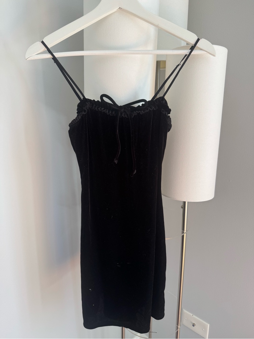 Black Urban Outfitters Velvet Spaghetti Strap Dress